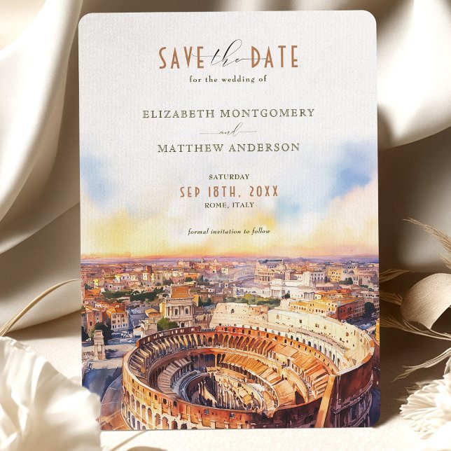 Invitación Roma Italia acuarela Salva el Coliseo de Fechas (Subido por el creador)