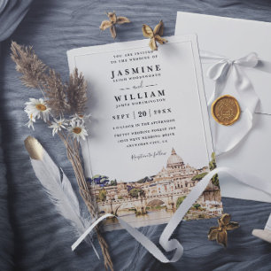 Invitación Roma Italia Paisaje Urbano Destino Boda Elegante