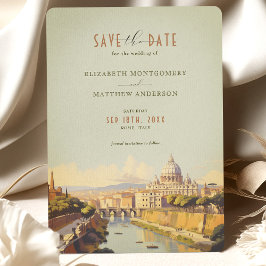 Invitación Roma Italia Romántica Retro Guardar la Fecha
