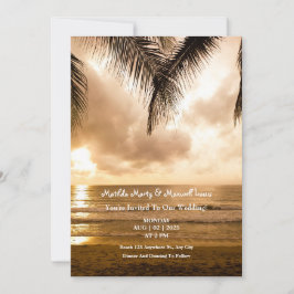 Invitación Romance al atardecer: Boda en la playa