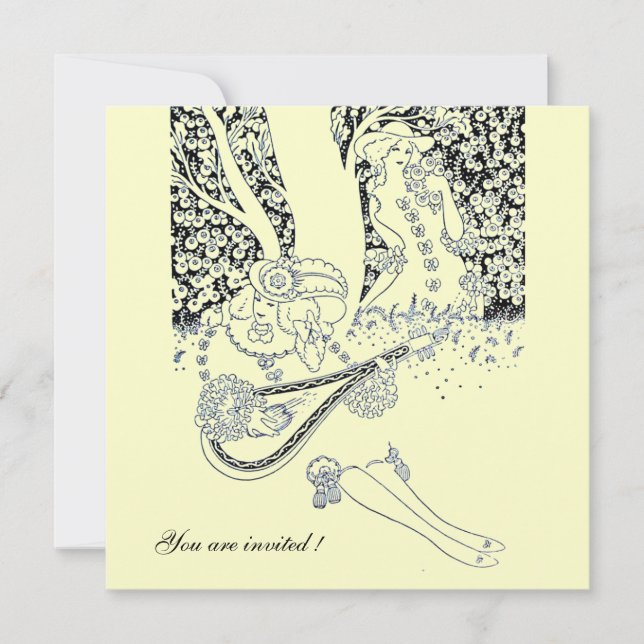 INVITACIÓN ROMANCE, AMANTES ROMÁNTICOS FIESTA DE BODAS EN BLA (Anverso)