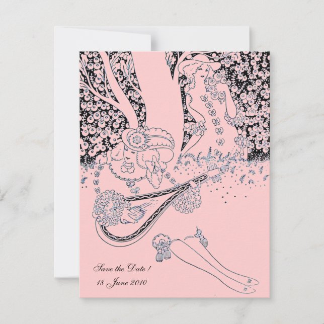INVITACIÓN ROMANCE / AMANTES ROMÁNTICOS FIESTA DE BODAS NEGRA (Anverso)