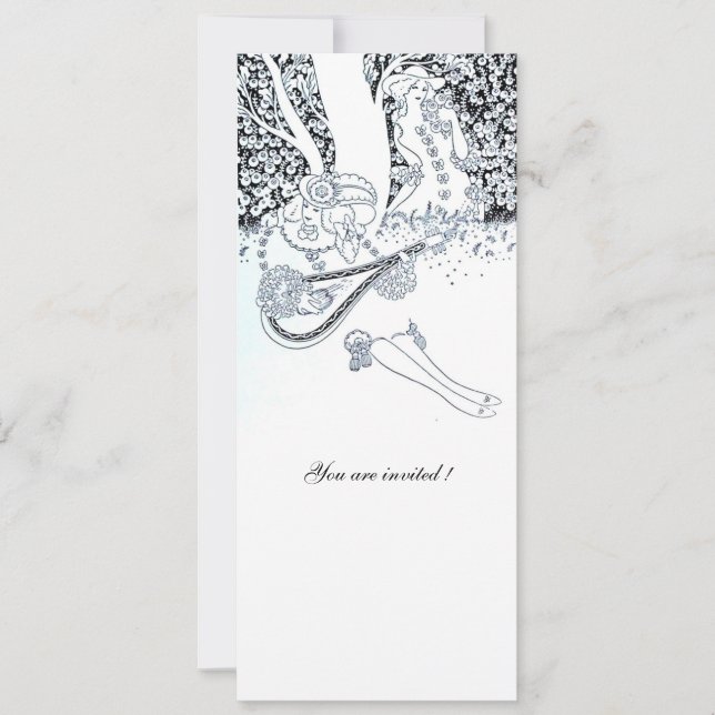 INVITACIÓN ROMANCE, AMANTES ROMÁNTICOS FIESTA DE BODAS NEGRO  (Anverso)