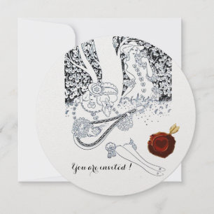 Invitación ROMANCE,AMANTES ROMÁNTICOS SELLO DE CERO ROJO Blan