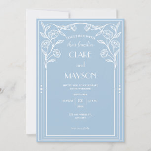 Invitación Romance azul claro y sofisticación vintage