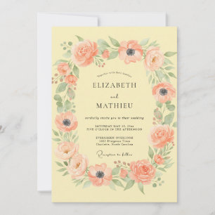 Invitación Romance de Boda de Guirnalda de Flor de Melocotón