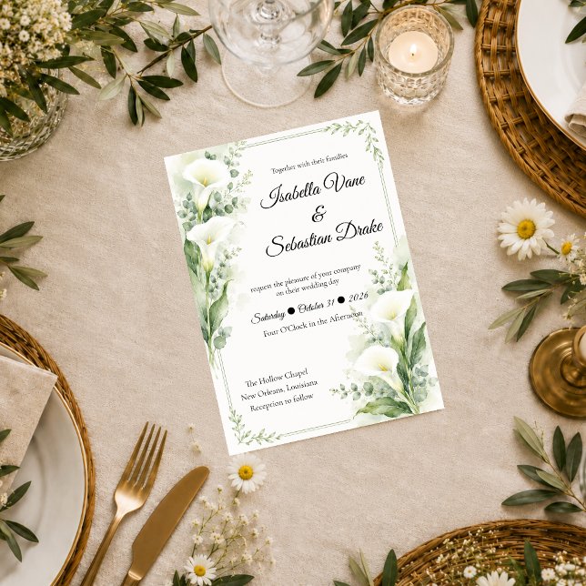 Invitación Romance de Boda de Lirio de Calla de Primavera Ele (Subido por el creador)