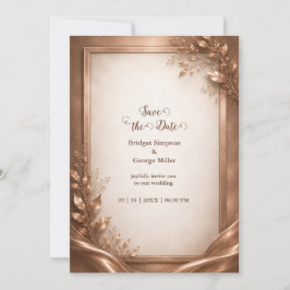 Invitación Romance de Boda de Lujo Rosa Cobre Metálico