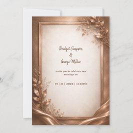Invitación Romance de Boda de Lujo Rosa Cobre Metálico