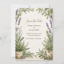 Invitación Romance de jardín de boda de hierbas de lavanda