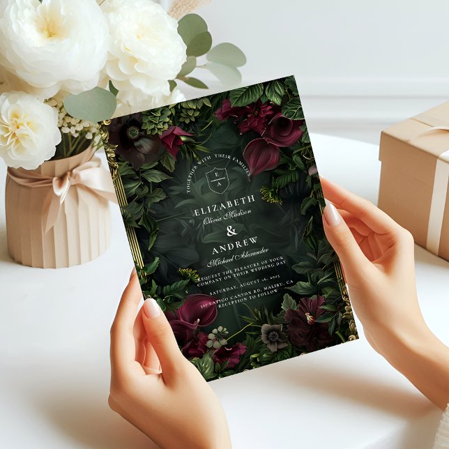Invitación Romance de la boda gótica en el jardín (Subido por el creador)