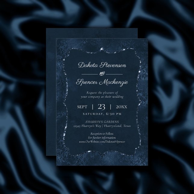 Invitación Romance de la Marina de Medianoche | Damasco de zu (Subido por el creador)