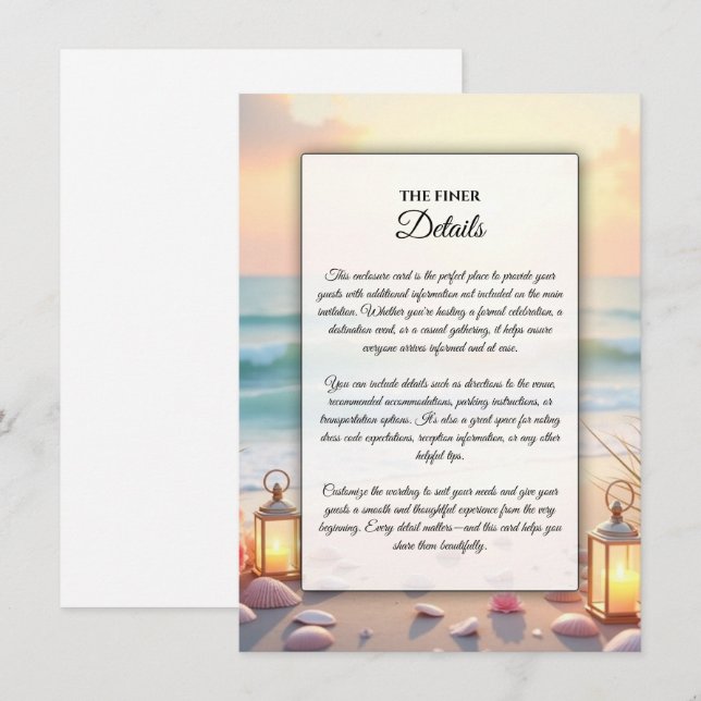 Invitación Romance de Oceanside Bajo la Luz Costera (Anverso / Reverso)