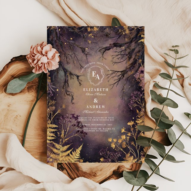Invitación Romance de Woodland de la Hora Dorada (Subido por el creador)