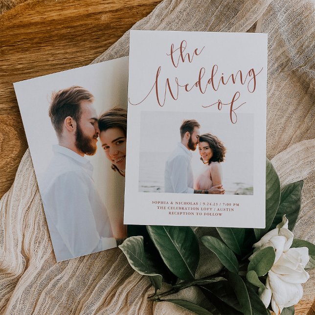 Invitación Romance elegante | Terracotta Two Photo Boda (Subido por el creador)