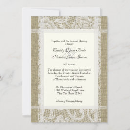 Invitación Romance en el campo Lace y Burlap Boda 7x5
