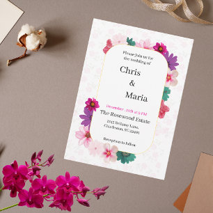Invitación Romance en el jardín: Boda floral rosa claro