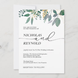 Invitación Romance encantado Eucalyptus deja Boda