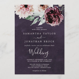 Invitación Romance floral   Boda de ciruelas