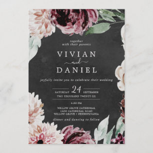 Invitación Romance floral   Boda Gray Casual