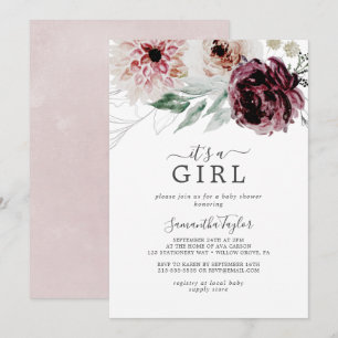Invitación Romance floral es un Baby Shower Chica