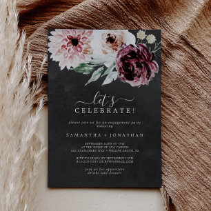 Invitación Romance floral Gris Celebremos