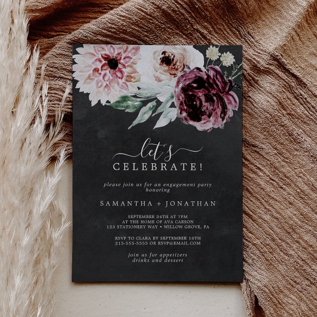 Invitación Romance floral | Gris Celebremos (Subido por el creador)