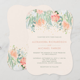 Invitación Romance floral Rubor  Boda acuarela