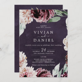 Invitación Romance floral todo en uno | Boda de ciruelas