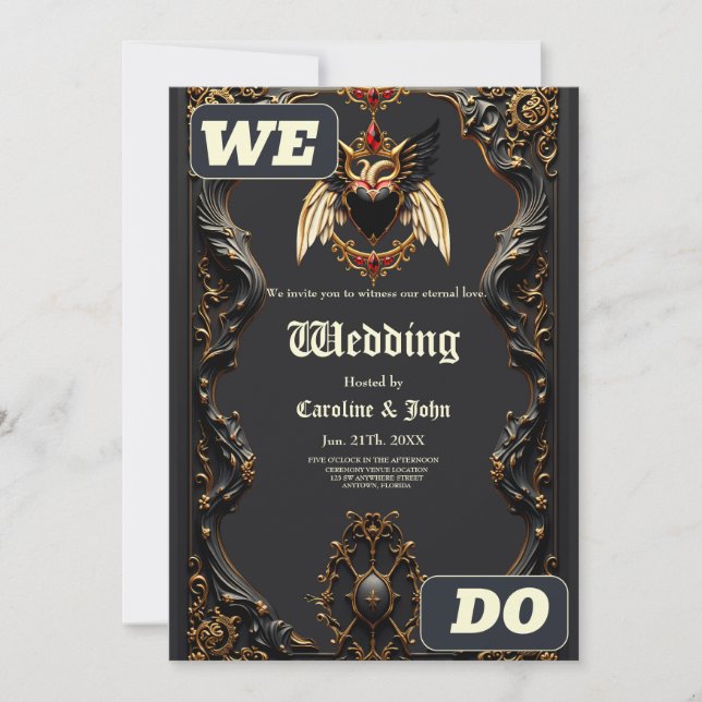 Invitación Romance gótico, en las sombras del amor. (Anverso)