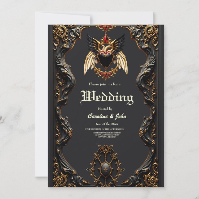 Invitación Romance gótico, en las sombras del amor. (Anverso)