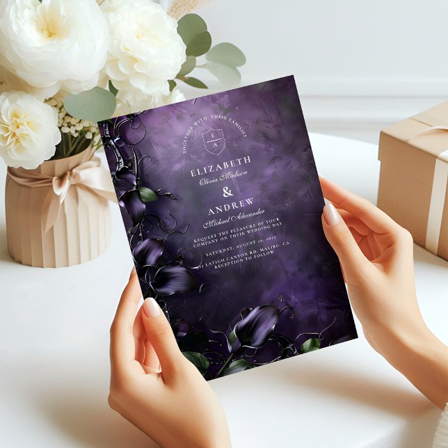 Invitación Romance gótico violeta oscuro (Subido por el creador)