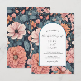 Invitación Romance intemporal: Boda rosado vintage Rosa