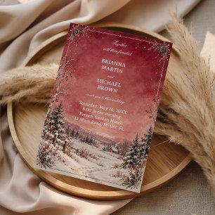 Invitación Romance Invernal con Rubor Paisaje Nevado