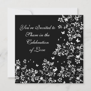 Invitación Romance mariposa / Blanco Y Negro