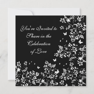 Invitación Romance mariposa / Blanco Y Negro