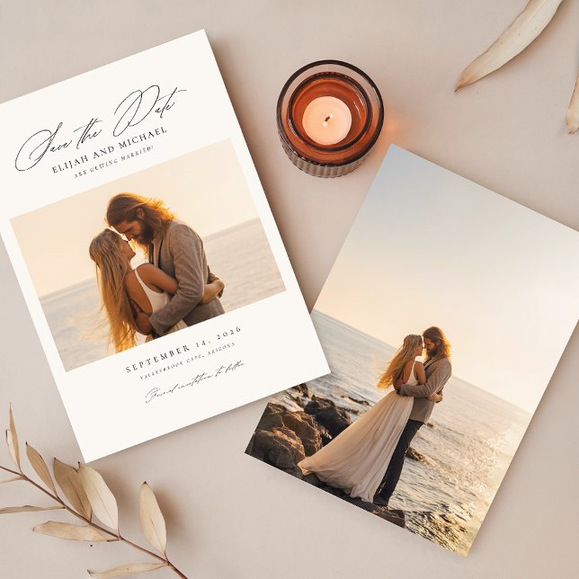 Invitación Romance moderno en la costa - Boda de fotos ahorra (Subido por el creador)