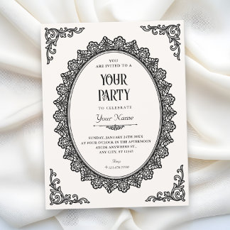 Invitación Romance oscuro blanco y negro elegante