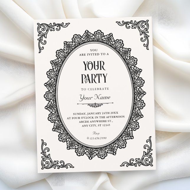 Invitación Romance oscuro blanco y negro elegante  (Subido por el creador)