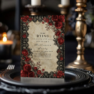 Invitación Romance Oscuro de Encaje Fiesta de Halloween