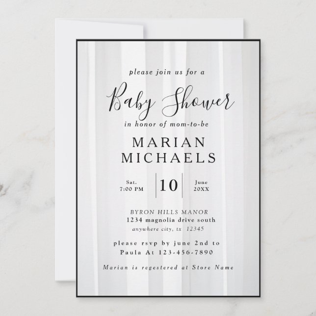 Invitación Romance personalizado de B&W Baby Shower (Anverso)