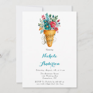 Invitación Romance pintado Ice Cream Cone Gold Bridal Shower