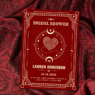 Invitación Romance rojo boho místico desayuno de novia luna