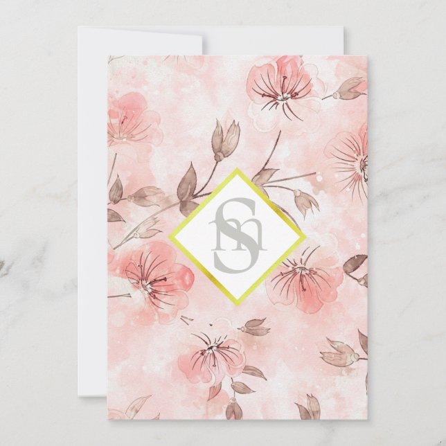 Invitación *~ Romance Rubor AR26 Flower LOVE QR RSVP Boda (Anverso)