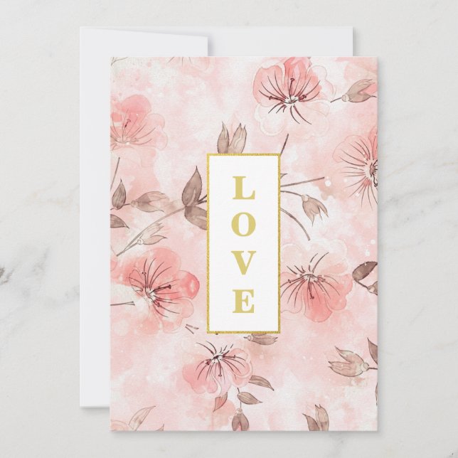 Invitación *~ Romance Rubor Flower LOVE AR26 QR RSVP Boda (Anverso)