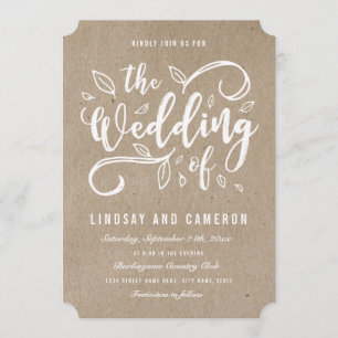 Invitación Romance ruso   Faux Kraft Paper Wedding Invite