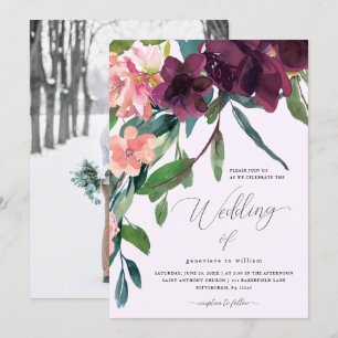 Invitación Romance rústico Hermoso Boda acuarela floral