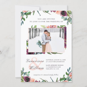Invitación Romance rústico Hermoso Dos Bodas de fotografía
