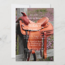Invitación Romance rústico: silla en la ducha de bodas de cer