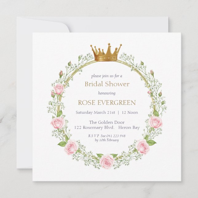 Invitación Romance Sonrojado: Rosas Rosadas y Respiración de  (Anverso)